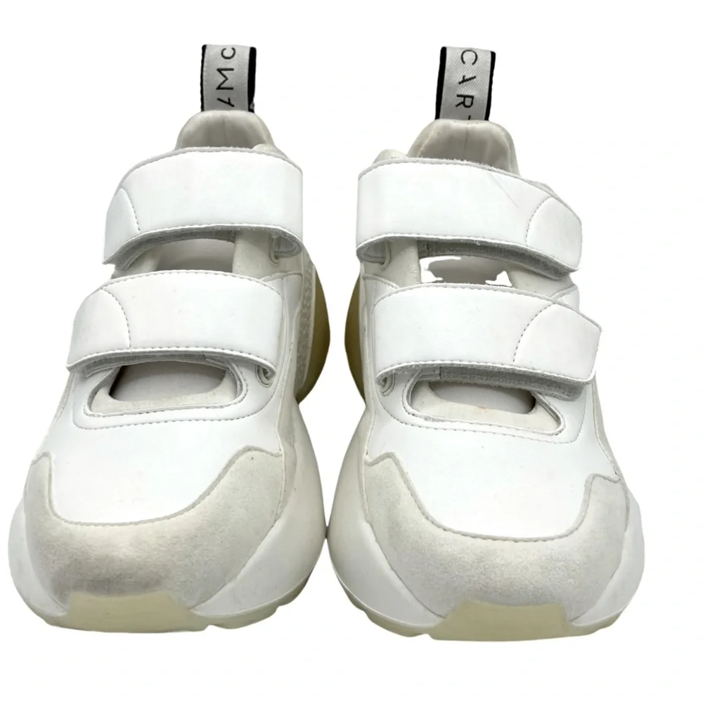 NWOB Stella McCartney White Beige Eclypse Touch Strap Sneakers - Sz 7